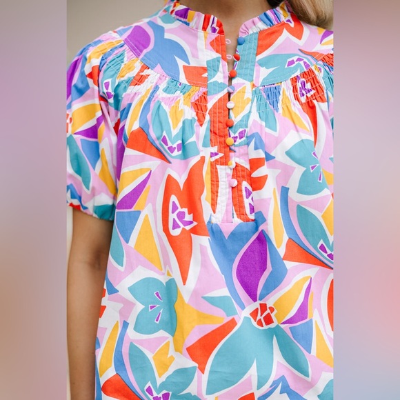 Fate: All My Life White Multi Abstract Blouse Size Large - Picture 9 of 10